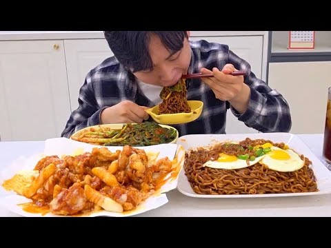 파김치 올리는 순간 끝났습니다…🍗 슈프림순살양념치킨 + 짜파게티 환상조합 Mukbang