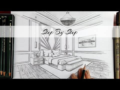 How to Draw A Bedroom In Two Point Perspective| Step By Step