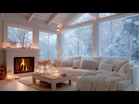 ❄️🔥 Relaxing Winter Piano Ambience | Warm Fireplace & Gentle Snowfall for Peaceful Sleep