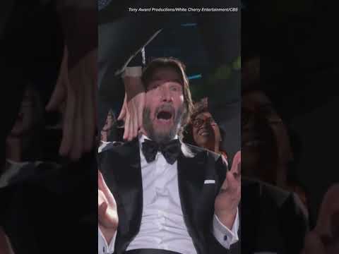 Jonathan Groff and Keanu Reeves at the 2025 Tony Awards