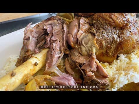 Tender juicy Lamb leg roast in oven