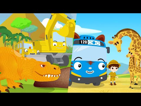 Learn Dinosaurs & Animals with Tayo! | Go! Heavy Machinesaurus | Safari Bus Tayo | Heavy Vehicles