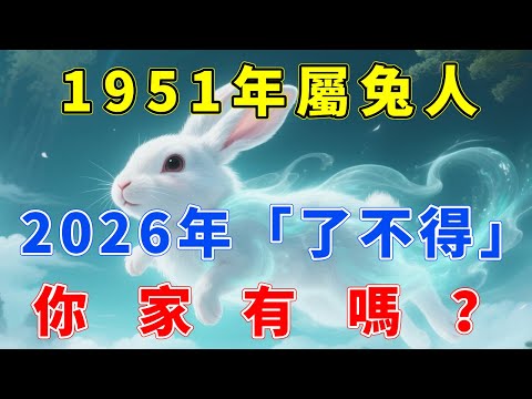 1951年屬兔人，辛卯年出生，2026年「了不得」！你家有嗎？#生肖指南 #生肖兔 #屬兔 #生肖兔運勢 #生肖兔運程