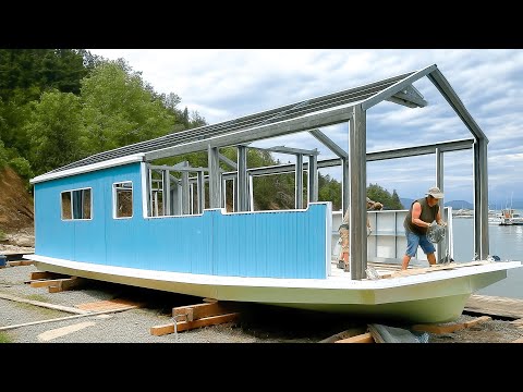 Man Builds DIY Houseboat for his Family | Start to Finish by @LiveDontWatch