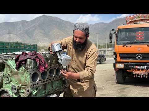 Afghaan Family of Mechanics Demonstrates How to Rebuild V8 Mercedes Engine with basic Tools