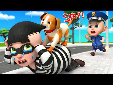 Police Rob and His Dog Chase the Thief | Police Baby Song | Rosoo - Nursery Rhymes & Kids Songs