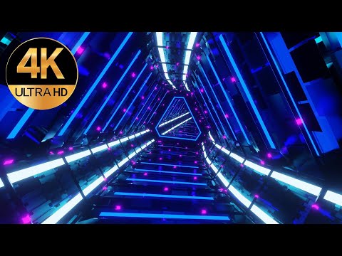 10 Hour 4k TV Relaxing screensaver triangle metallic Neon tunnel Abstract background video loop
