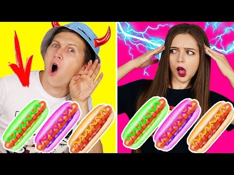TELEPATHY HOT DOG CHALLENGE! GUESS if you can! TWIN TELEPATHY CHALLENGE 🐞 Elfinka