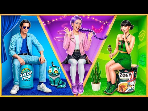 KPop Demon Hunters One Color Challenge! We Build a Secret Room!