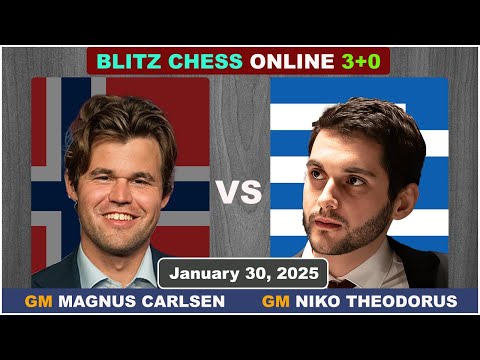 Magnus Carlsen vs Nikolas Theodorus | Blitz Chess 3+0 | ChessCom | January 30, 2025