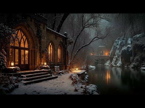 Snowy Night at the Old Library | Dark Academia Music - Warm Lights and Silent Thoughts ❄️