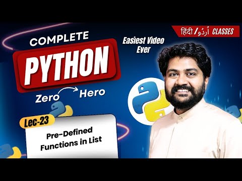 Pre-defined functions in list data type-Hindi/Urdu | Lec-23 | Complete Python Tutorials in Hindi