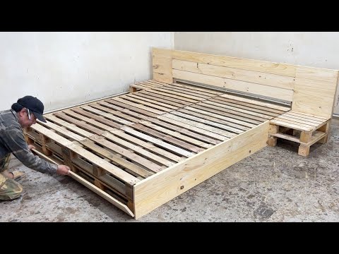 Amazing Idea How To Build A Simple Easy To Using Bed From Pallets / Cheap Giant Pallet Bed Project