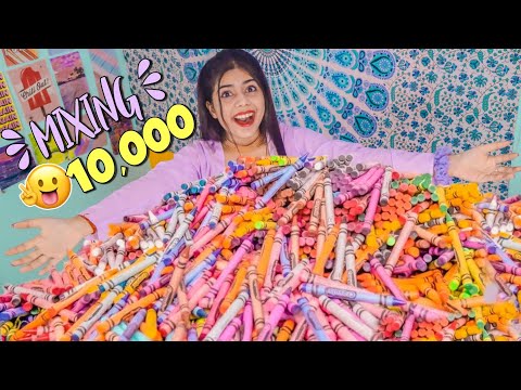Mixing Together ALL My 10,000 Crayons into Giant Crayons! *insane challenge*😱+Giveaway