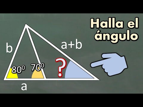 Halla el valor del ángulo desconocido en el triángulo