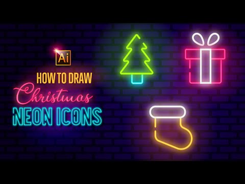 CHRISTMAS NEON ICONS | ADOBE ILLUSTRATOR TUTORIAL