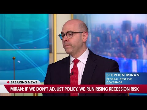 Fed's Miran Says Recession Risks will Rise Unless Policy is Adjusted