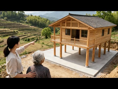 Woman BUILDING GIANT wooden house that can last 1000 years for lonely old lady @Triệu Thị Hoa