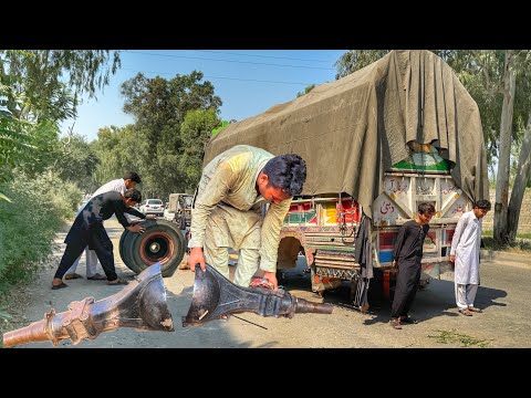 Quickly! Truck Repairs a Housing Tube Wich Stuck Axle Due To Wrong Driving || Completely Repaired