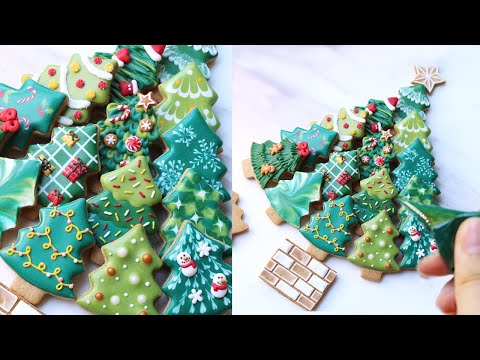 15 Ideas for Christmas tree Cookies  | Satisfying Cookie Decorating with Royal Icing