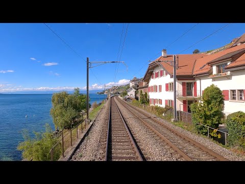 ★ 4K 🇨🇭 St-Triphon - Lausanne - Basel cab ride [10.2021] Führerstandsmitfahrt Swiss train