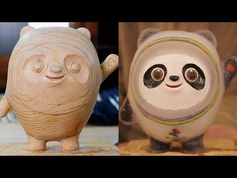How to carving Bing Dwen Dwen by hand/Olympic mascot #木匠#木工#木雕#手作#貓#cat#woodworking#DIY#貓木匠#冰墩墩#猫大工