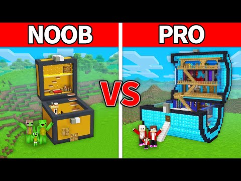 Mikey Family and JJ Family - NOOB vs PRO : Chest House Build Challenge in Minecraft (Maizen)