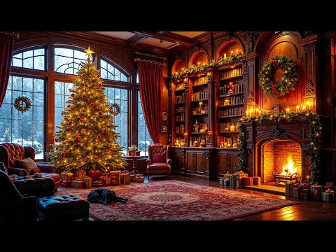 Quiet Winter Piano Lounge | Snow Outside & Fire Inside | Focus Study Work Meditation Relax Calm