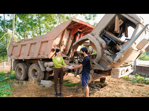 Genius girl's challenge: Restarting Kamaz 3-axle dump truck(17000kg) after many years of abandonment