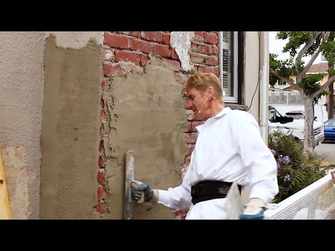 Stucco a brick chimney in three minutes.