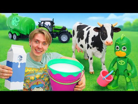 Игрушки Герои в Масках на ферме: узнаем, как молоко попадает в магазин!