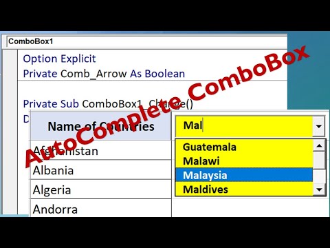 Excel VBA ComBox Box with AutoComplete Search - Excel VBA Searchable Combox - Code Included