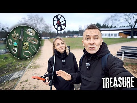 A metal detector search on the beach found gold and diamonds.