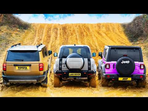 Toyota Land Cruiser v Land Rover Defender v Jeep Wrangler: OFF-ROAD RACE
