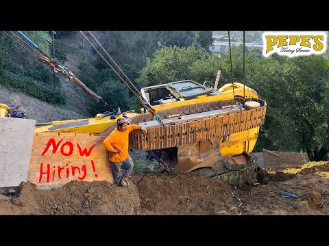 Excavator Rolls Down Hill! (Our HARDEST job yet)