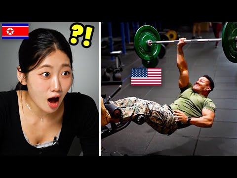 North Korean Girl Reacts to US Military Workout