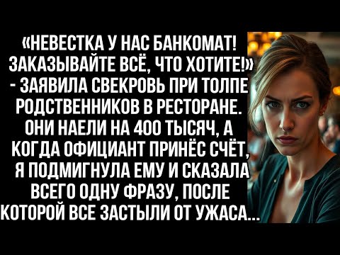 «Невестка у нас банкомат! Заказывайте всё что хотите!» — заявила свекровь. Её родные наели на 400тыс