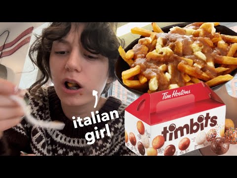 ITALIAN GIRL tries POUTINE and TIMBITS for the FIRST TIME