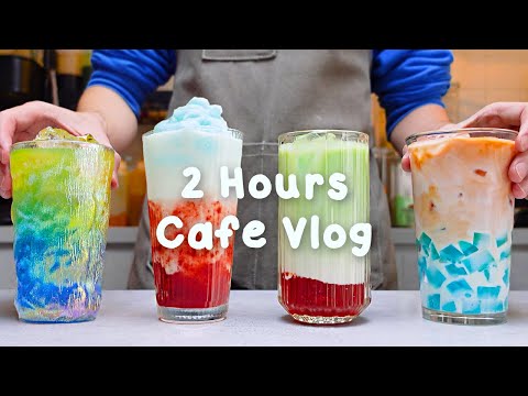 💕지치고 힘들 땐 음료 ASMR로 힐링해요/주중의 여유로움/2시간 모음🌷2 Hours Vlog/Cafe Vlog/ASMR/Tasty Coffee