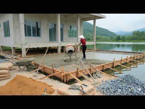 The Journey of Building a Million-Dollar Lakeside House – Pouring Concrete and Finishing the Floor