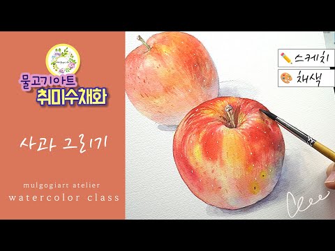 (subtitles) How to color an apple step by step in watercolor