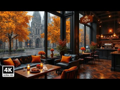 Great Relaxing Jazz Music Helps Relieve Stress ~ Autumn Jazz Cafe Space in the Rain for Work, Study