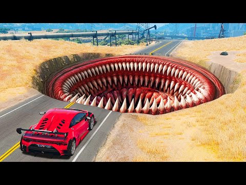 Testing SUPERCARS vs HUGE CURSED POTHOLES in GTA 5!