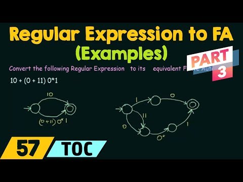 Conversion of Regular Expression to Finite Automata - Examples (Part 3)