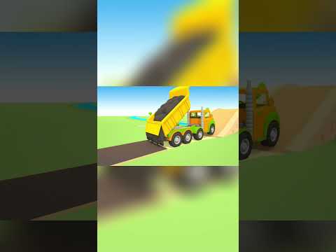 🚚🚚🚚Large truck brings crushed asphalt to repair the road. Car cartoons for kids #cartoon #shorts