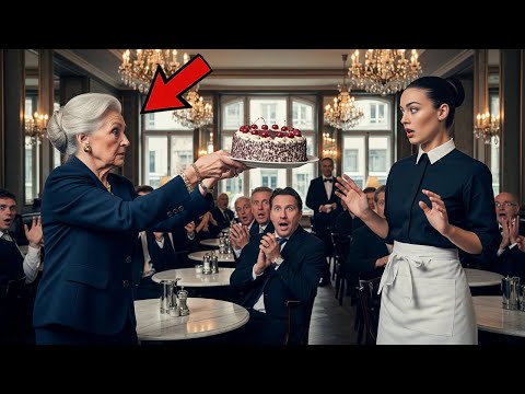 Rich woman throws cake at waitress - but her husband kneels before her