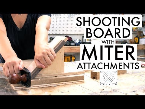 Shooting Board with Miter Attachments // Woodworking Jig // Handtools // Easy Shop Project