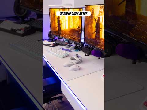 Gaming Desk Setup w/ 4K 240Hz QD-OLED Monitor 👀 #desksetup #pcsetup #gamingsetup #gamingmonitor #msi