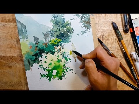 수채화로 멀리 있는 나무는 어떻게 그릴까?