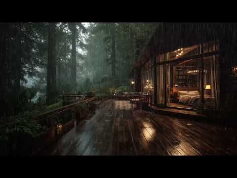 Soft Night Rain in the Deep Forest Cabin 🌲 | Relax & Fall Asleep Fast